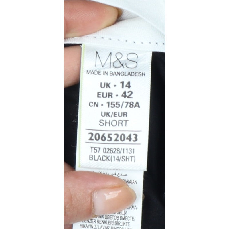 Marks and Spencer Women’s Black UK 14 Short Tapered Cotton Dress Trousers