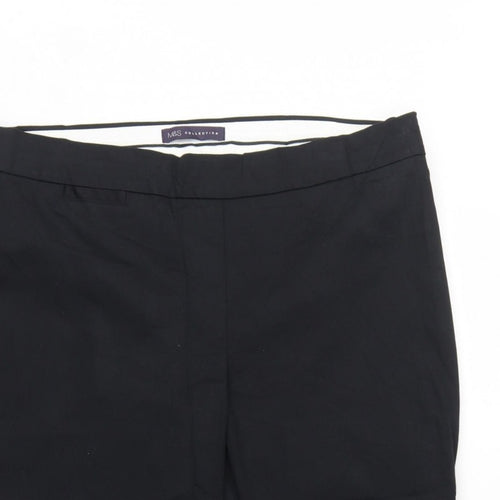 Marks and Spencer Women’s Black UK 14 Short Tapered Cotton Dress Trousers
