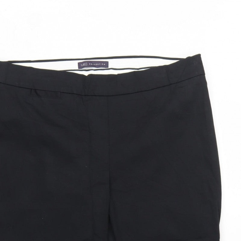 Marks and Spencer Women’s Black UK 14 Short Tapered Cotton Dress Trousers