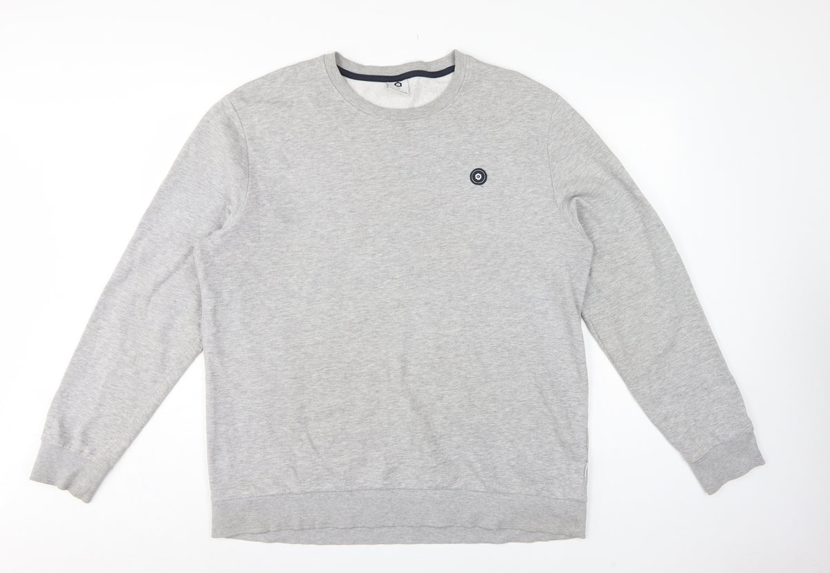 Back view of Jack & Jones Men’s Grey 2XL Crew Neck Logo Pullover Sweatshirt