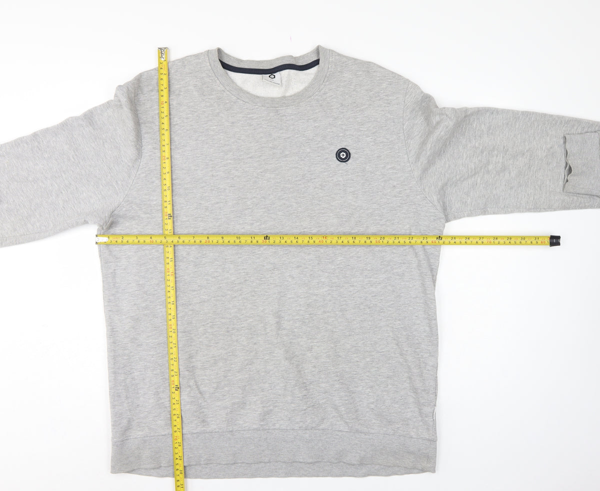 Close-up detail of Jack & Jones Men’s Grey 2XL Crew Neck Logo Pullover Sweatshirt