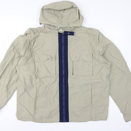 Armani Jeans Men’s Beige XL Hooded Full Zip Utility Jacket