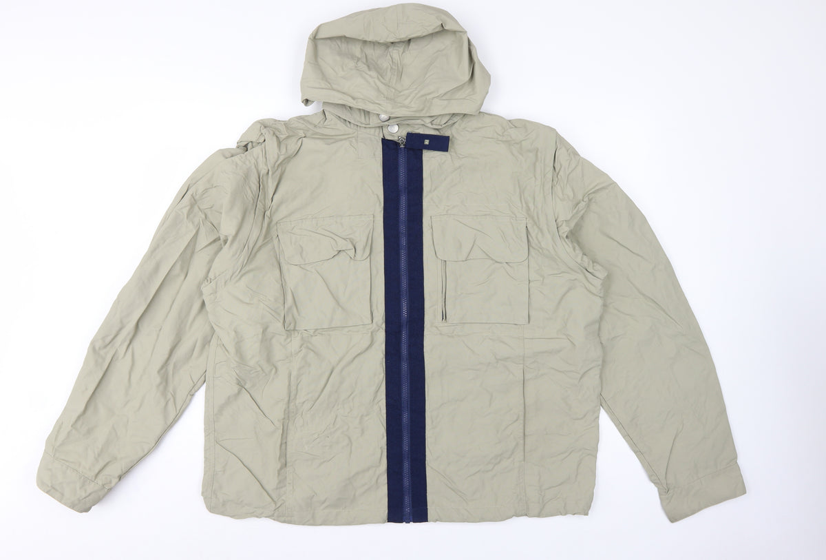 Armani Jeans Men’s Beige XL Hooded Full Zip Utility Jacket