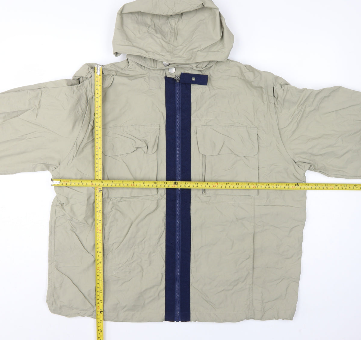 Armani Jeans Men’s Beige XL Hooded Full Zip Utility Jacket