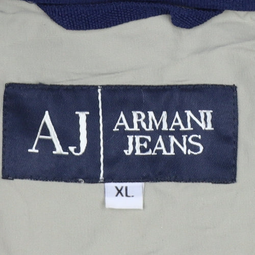 Armani Jeans Men’s Beige XL Hooded Full Zip Utility Jacket