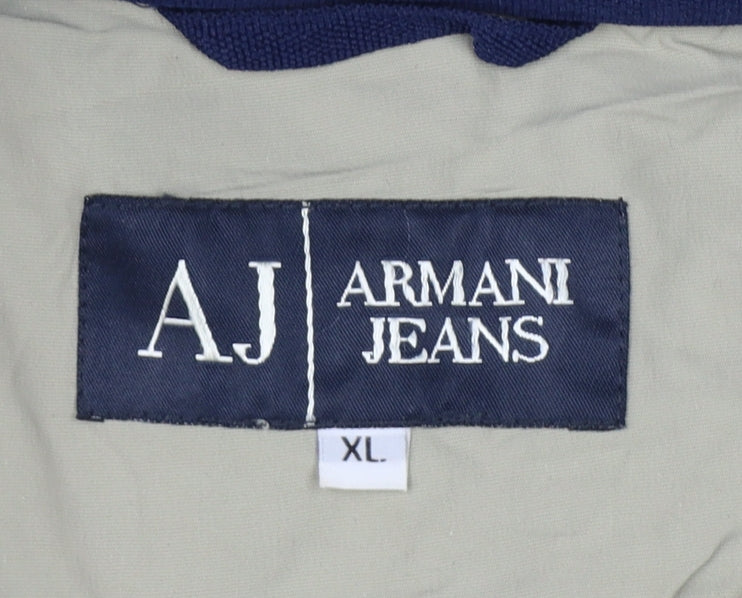Armani Jeans Men’s Beige XL Hooded Full Zip Utility Jacket