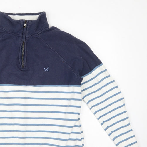 Crew Clothing Company Women’s Blue Striped 1/4 Zip Sweatshirt UK 14