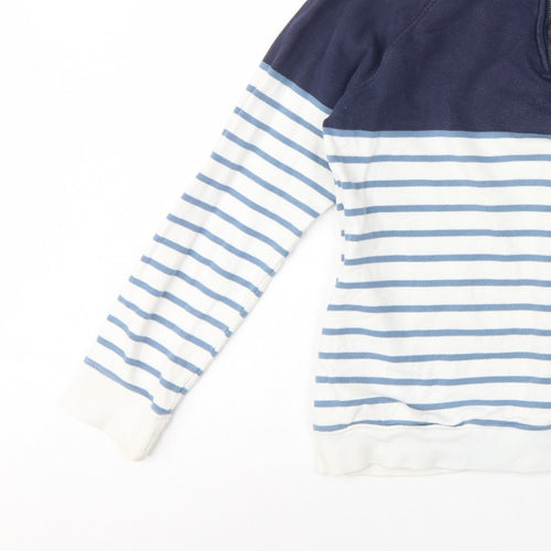 Crew Clothing Company Women’s Blue Striped 1/4 Zip Sweatshirt UK 14