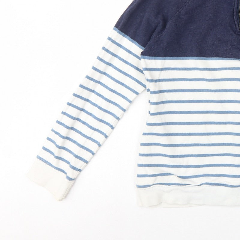 Crew Clothing Company Women’s Blue Striped 1/4 Zip Sweatshirt UK 14