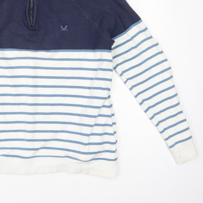Crew Clothing Company Women’s Blue Striped 1/4 Zip Sweatshirt UK 14