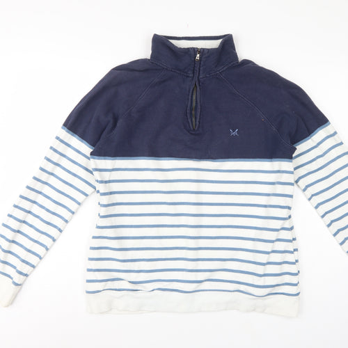 Crew Clothing Company Women’s Blue Striped 1/4 Zip Sweatshirt UK 14