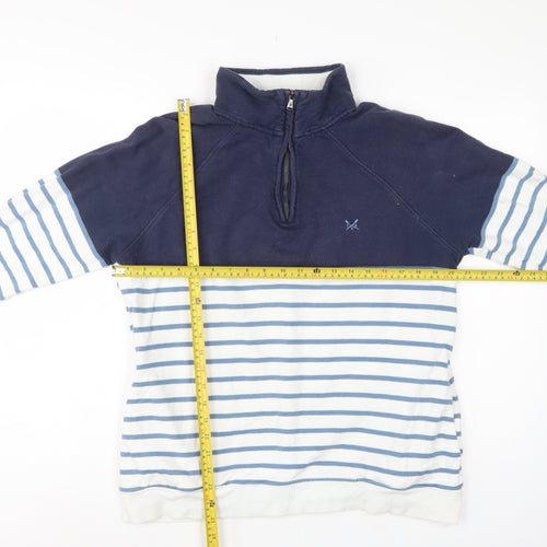 Crew Clothing Company Women’s Blue Striped 1/4 Zip Sweatshirt UK 14