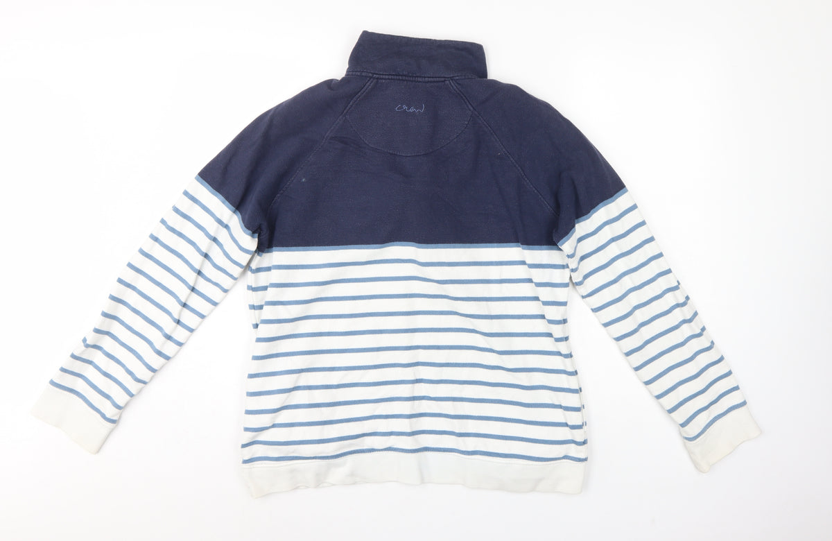 Crew Clothing Company Women’s Blue Striped 1/4 Zip Sweatshirt UK 14