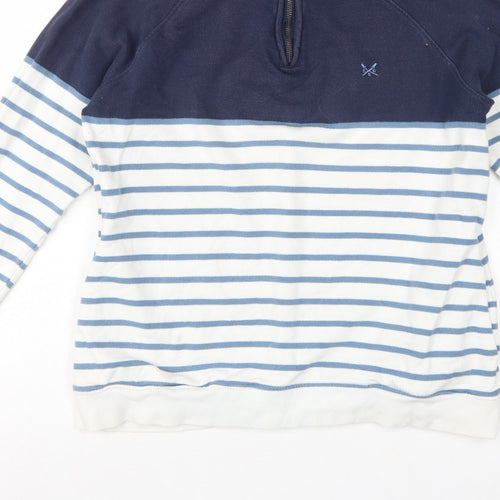 Crew Clothing Company Women’s Blue Striped 1/4 Zip Sweatshirt UK 14