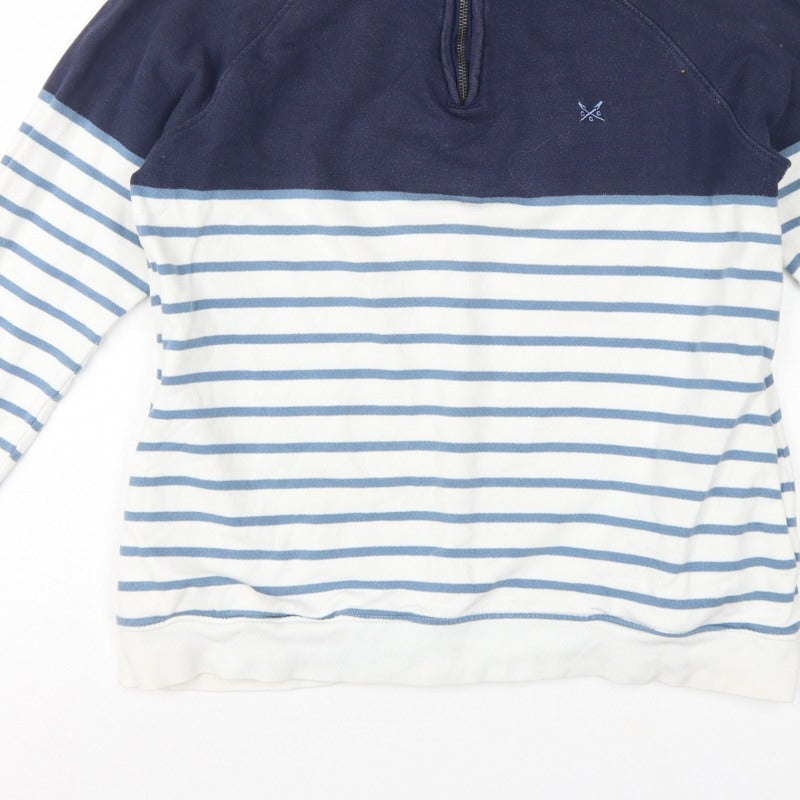 Crew Clothing Company Women’s Blue Striped 1/4 Zip Sweatshirt UK 14