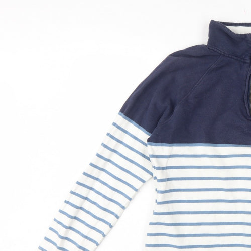 Crew Clothing Company Women’s Blue Striped 1/4 Zip Sweatshirt UK 14