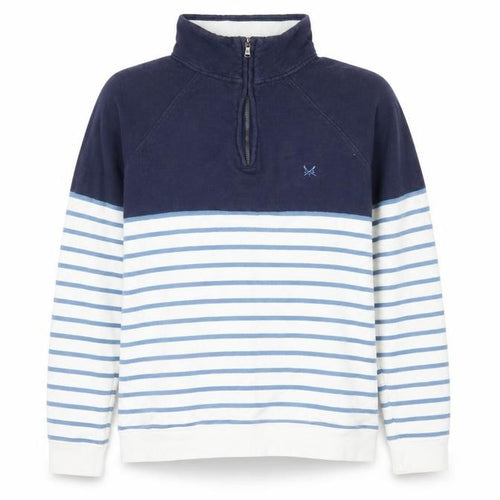Crew Clothing Company Women’s Blue Striped 1/4 Zip Sweatshirt UK 14