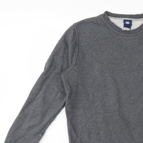 Nike Men’s Grey M Crew Neck Pullover Sweatshirt Logo Fleece