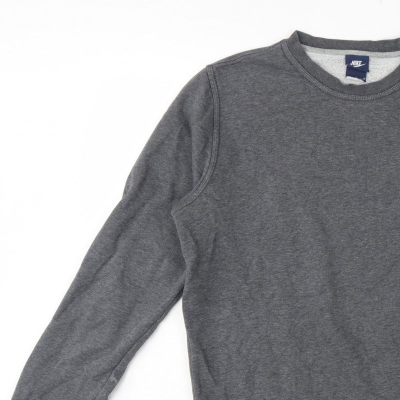 Nike Men’s Grey M Crew Neck Pullover Sweatshirt Logo Fleece