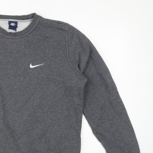 Nike Men’s Grey M Crew Neck Pullover Sweatshirt Logo Fleece
