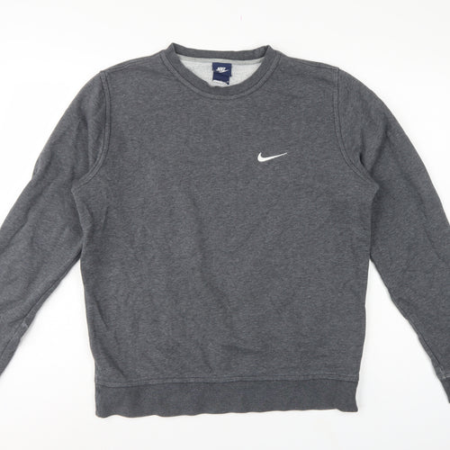 Nike Men’s Grey M Crew Neck Pullover Sweatshirt Logo Fleece
