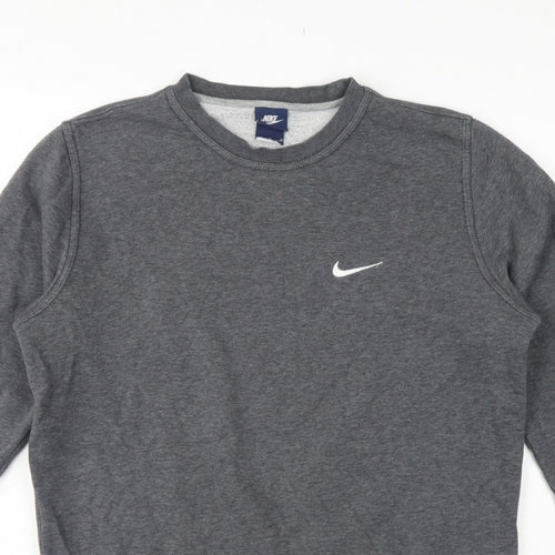 Nike Men’s Grey M Crew Neck Pullover Sweatshirt Logo Fleece