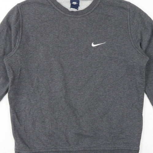 Nike Men’s Grey M Crew Neck Pullover Sweatshirt Logo Fleece