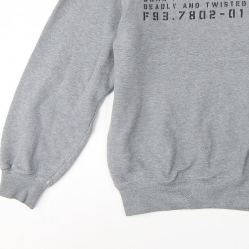 Firetrap Men’s Grey L Graphic Print Crew Neck Pullover Sweatshirt