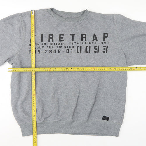 Firetrap Men’s Grey L Graphic Print Crew Neck Pullover Sweatshirt