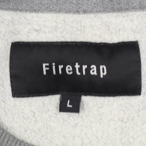 Firetrap Men’s Grey L Graphic Print Crew Neck Pullover Sweatshirt