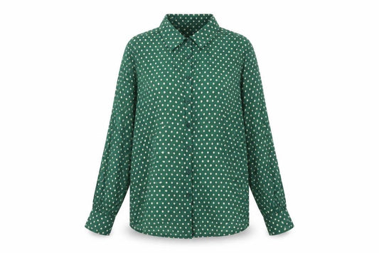 Seasalt Cornwall Women Green Polka Dot Basic Button-Up Shirt UK 18