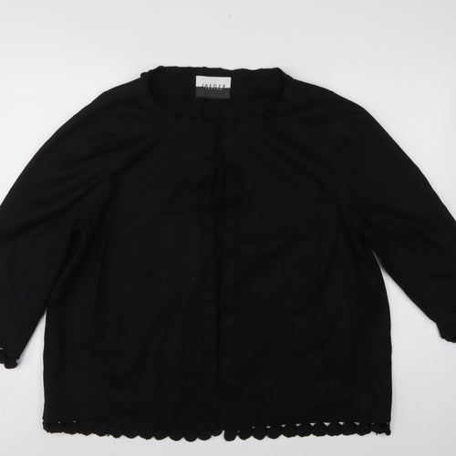 Jaeger Women’s Black Wool Blend UK 16 Collarless Button Jacket