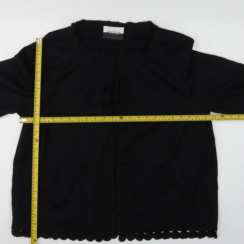 Jaeger Women’s Black Wool Blend UK 16 Collarless Button Jacket