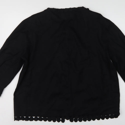 Jaeger Women’s Black Wool Blend UK 16 Collarless Button Jacket