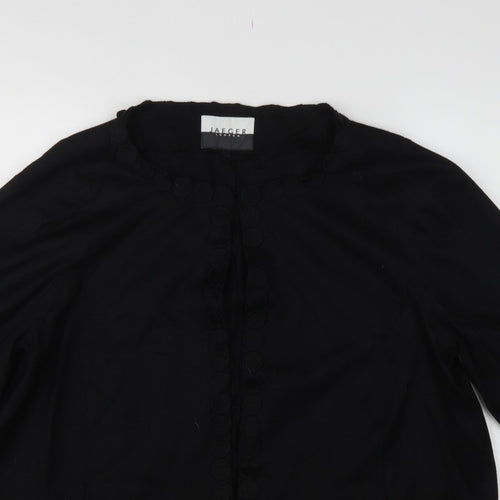 Jaeger Women’s Black Wool Blend UK 16 Collarless Button Jacket
