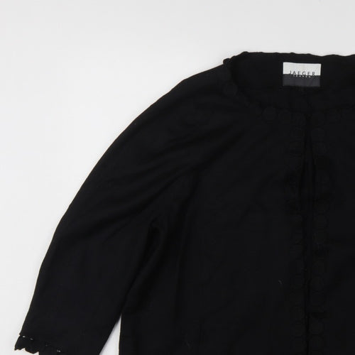 Jaeger Women’s Black Wool Blend UK 16 Collarless Button Jacket