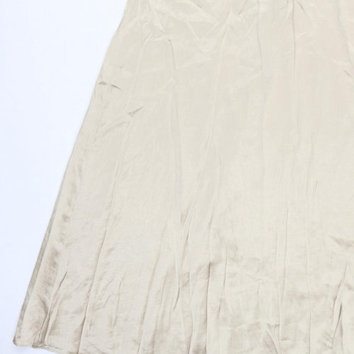 H&M Women Ivory UK 10 Long A-Line Sleeveless Belted Occasion Dress