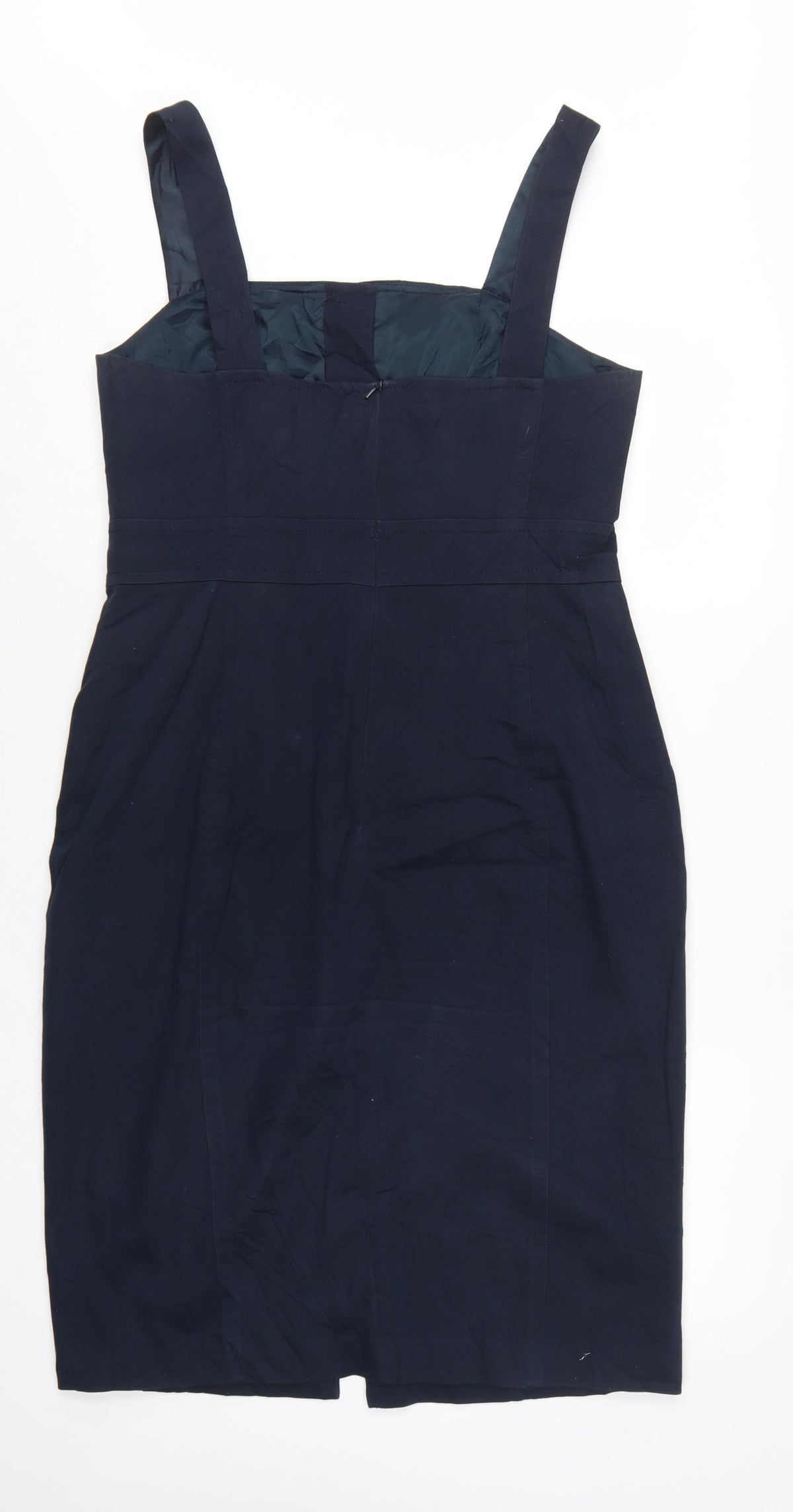 Karen Millen Women Blue UK 14 Pencil Knee Length Button Dress