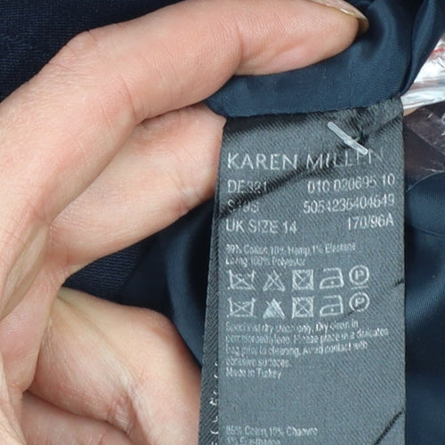 Karen Millen Women Blue UK 14 Pencil Knee Length Button Dress