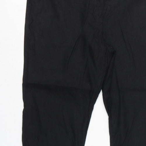 M&S Women Black Size 16 Linen Blend Tapered Smart Trousers