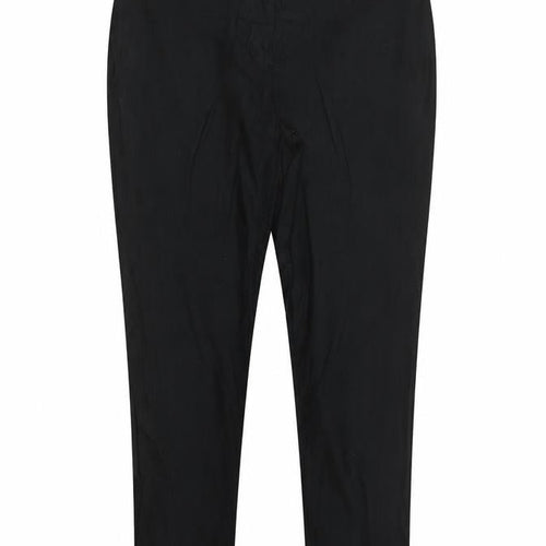 M&S Women Black Size 16 Linen Blend Tapered Smart Trousers