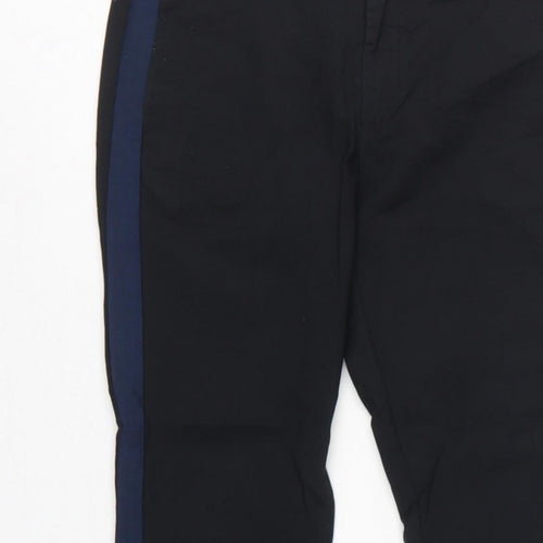 NÜMPH Women’s Black Navy Contrast Stripe Tapered Dress Trousers UK 10