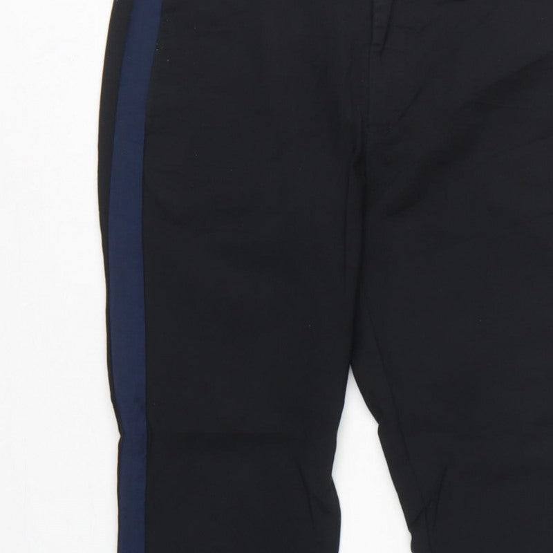 NÜMPH Women’s Black Navy Contrast Stripe Tapered Dress Trousers UK 10