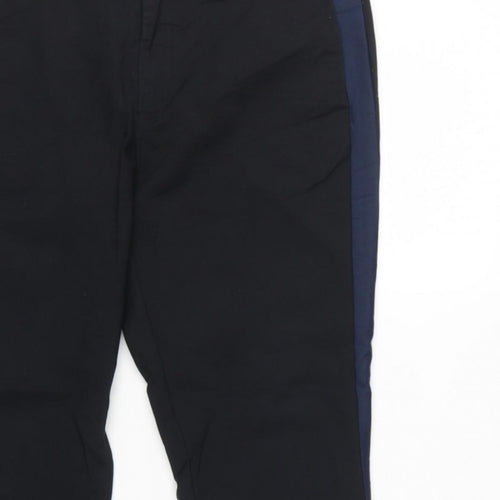NÜMPH Women’s Black Navy Contrast Stripe Tapered Dress Trousers UK 10