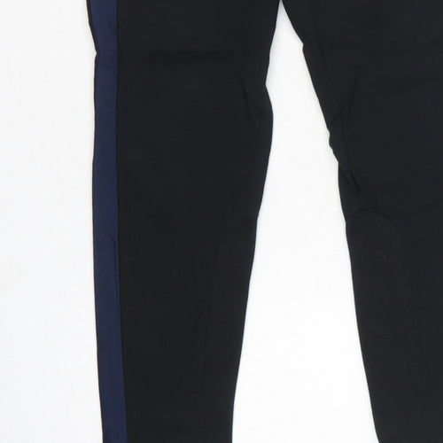 NÜMPH Women’s Black Navy Contrast Stripe Tapered Dress Trousers UK 10