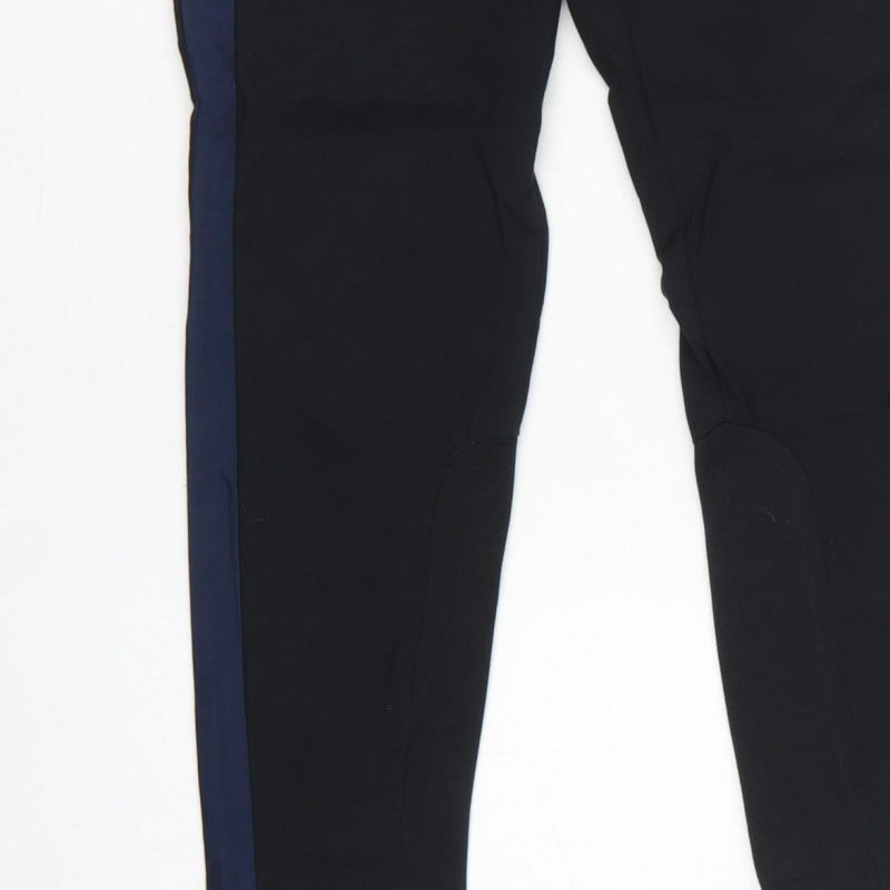 NÜMPH Women’s Black Navy Contrast Stripe Tapered Dress Trousers UK 10