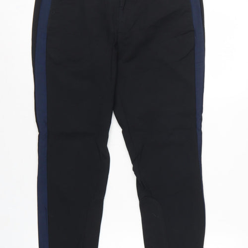 NÜMPH Women’s Black Navy Contrast Stripe Tapered Dress Trousers UK 10