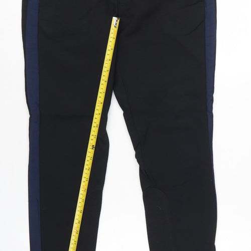 NÜMPH Women’s Black Navy Contrast Stripe Tapered Dress Trousers UK 10