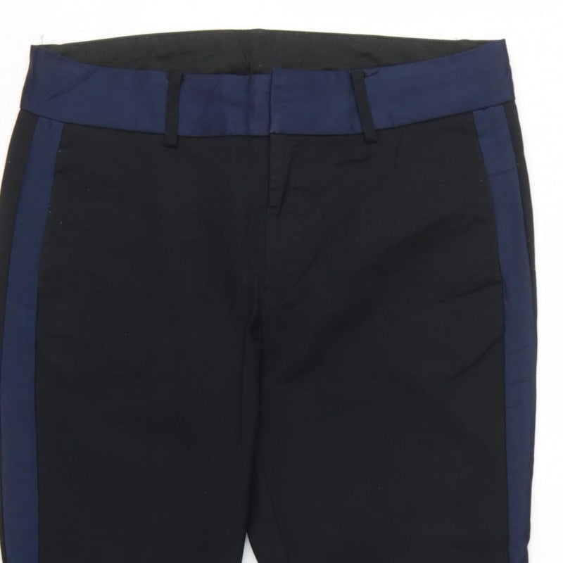 NÜMPH Women’s Black Navy Contrast Stripe Tapered Dress Trousers UK 10