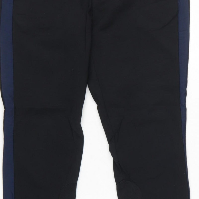 NÜMPH Women’s Black Navy Contrast Stripe Tapered Dress Trousers UK 10
